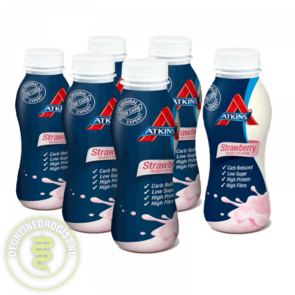 Atkins Shake Ready To Drink Strawberry Grootverpakking (6x330)