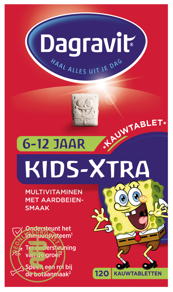 Dagravit Kids Xtra 6-12 Kauwtabletten Framboos 120st