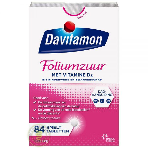 Davitamon Foliumzuur En Vitamine D Smelttabletten 84st