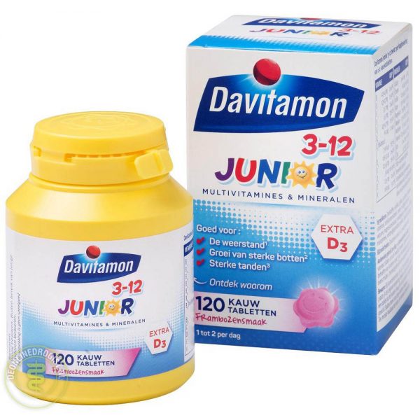 Davitamon Junior 3+ KauwVitamines Framboos 120st