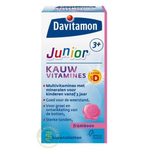 Davitamon Junior 3+ KauwVitamines Framboos 60st