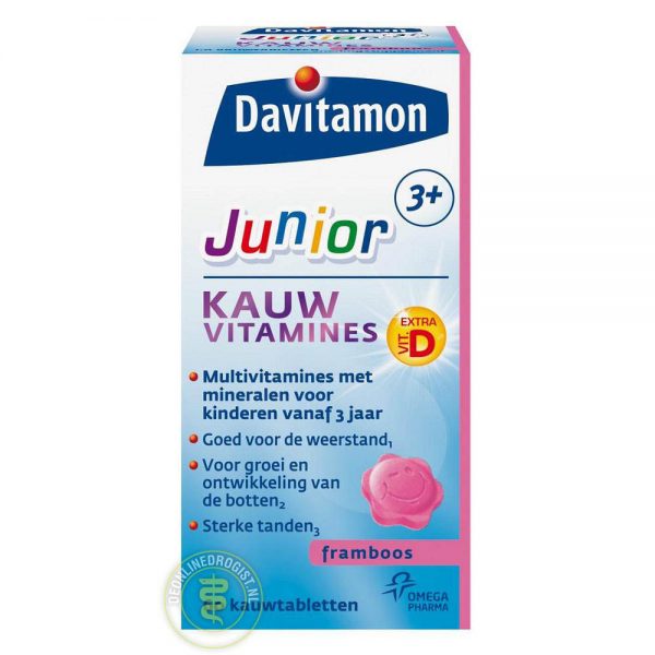 Davitamon Junior 3+ KauwVitamines Framboos 60st