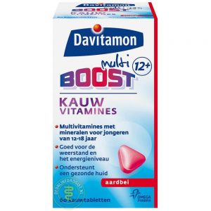 Davitamon Multi Boost 12+ Kauwtabletten Aardbei 60st