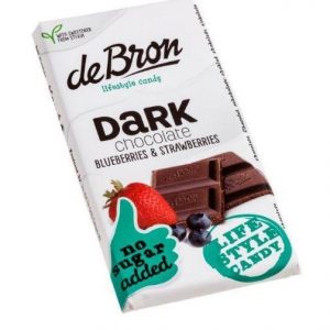 De Bron Suikervrije Tablet Dark Chocolate Blueberries & Strawberries