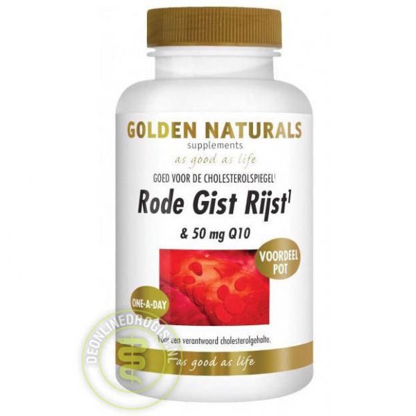 Golden Naturals Rode Gist Rijst & 50mg Q10 Capsules 180st