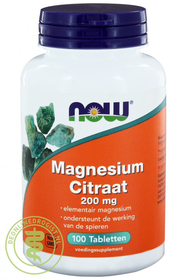 NOW Magnesium Citraat 200mg Tabletten 100st