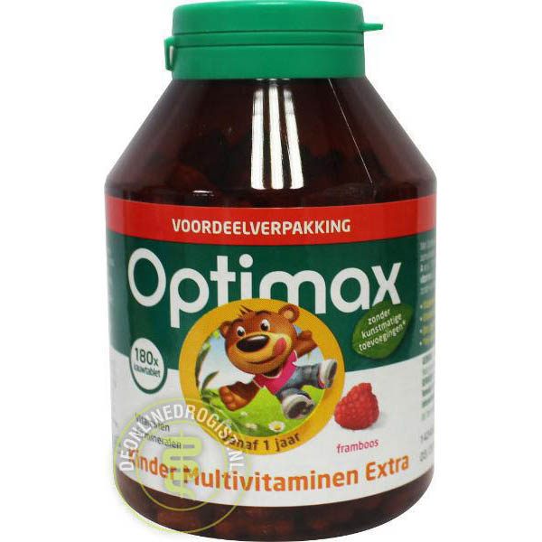 Optimax Kinder Multi Extra Framboos Tabletten 180st