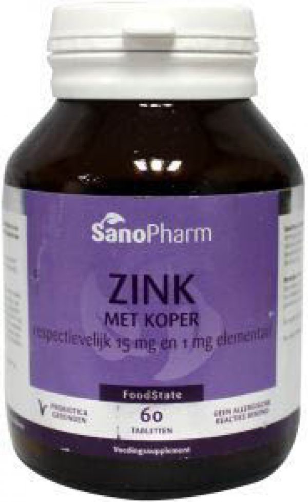 Sanopharm Zink Met Koper 15mg/1mg Tabletten