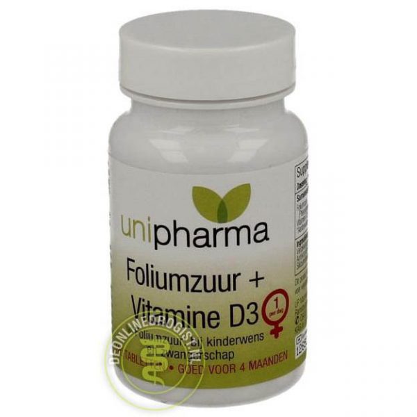 Unipharma Foliumzuur + Vitamine D3 Tabletten 120st