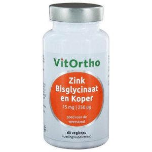 VitOrtho Zink Bisglycinaat En Koper Capsules 60st