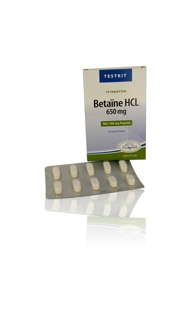 Vitakruid Betaine HCL 650mg Testkit Tabletten