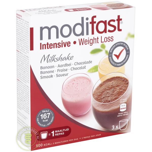 Modifast Intensive Milkshake Banaan Aardbei Chocolade