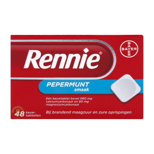 rennie pepermunt kauwtabletten 48st brandend maagzuur