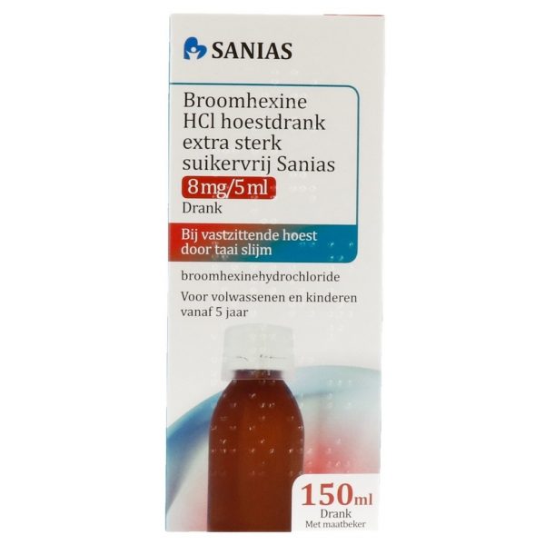 Sanias Broomhexine HCl Hoestdrank Extra Sterk Suikervrij 8mg/5ml