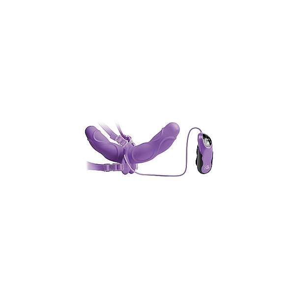 Vibrating Double Delight Strap-on - Purple