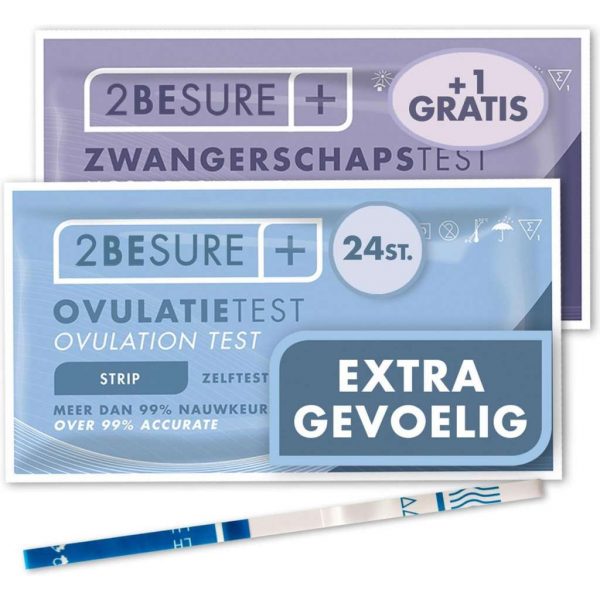 2-BeSure - Extra Gevoelige Ovulatietest - 24 Stuks - Extra GRATIS Zwangerschapstest