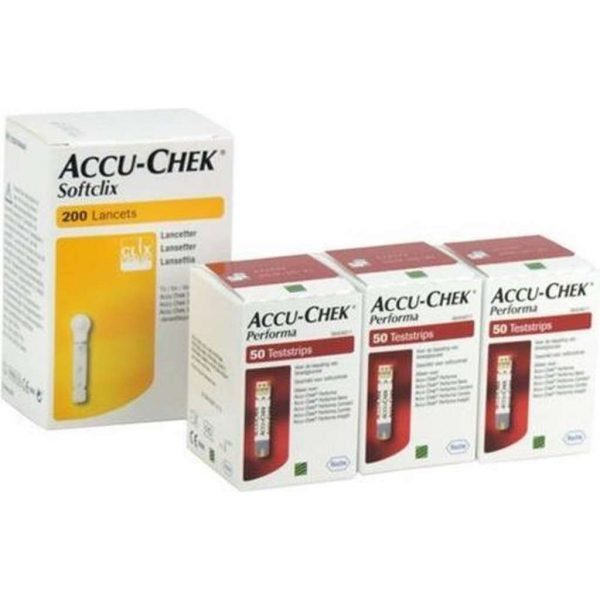 Accu Chek Performa actiepakket: 150 teststrips en 200 softclix