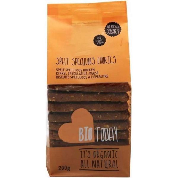 BioToday Biologische Verantwoorde Spelt speculoos koeken (Doos van 10 verpakkingen van 200 gram)