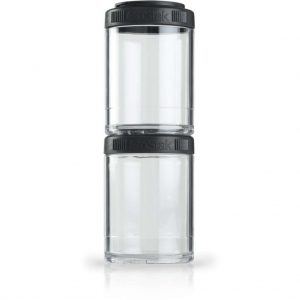 BlenderBottle GoStak - 2-Pack 150ml - Zwart. Handige container om je supplementen, wat groente of snacks in te bewaren en gemakkelijk en veilig in je tas, sporttas of rugzak te toen.