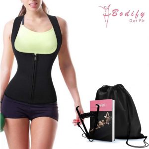 Bodify® Waist Shaper-Incl. E-Book Huidplooimeter en Sportas-Waist Trainer-Waist Shaper-Shapewear Dames-Corset-S-Zwart