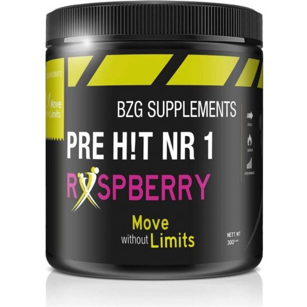 BZGsupplements - Pre Hit NR1 - Pre workout - 300 gram - Raspberry