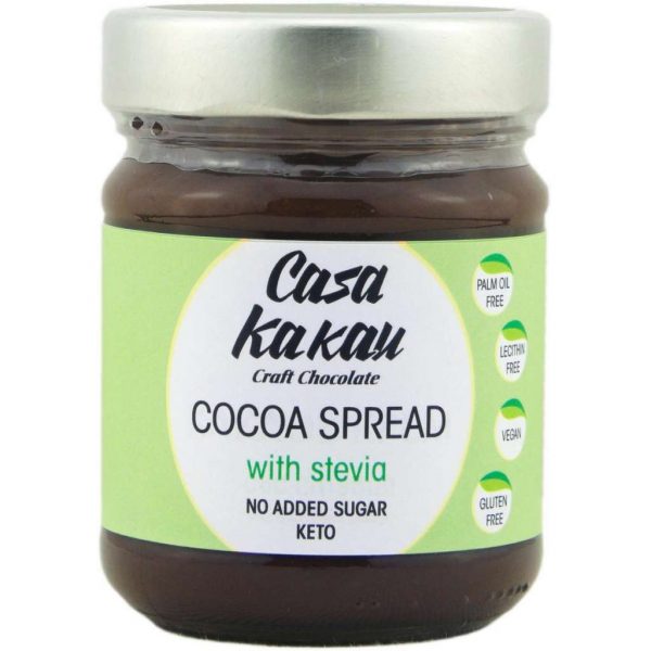 Casa Kakau vegan chocoladepasta gezoet met erythritol en stevia