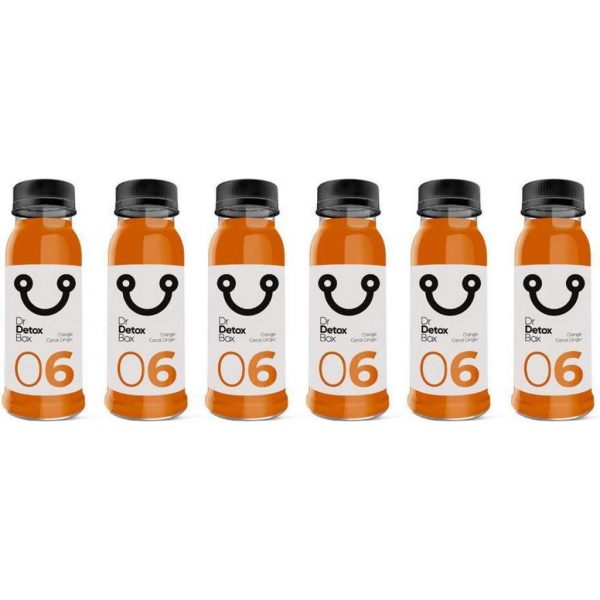 DrDetoxBox - 6-pack Mixed Juice Sinaasappel Wortel Gember - 6 Verse Groente & fruit Sapjes