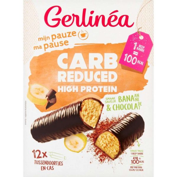 Gerlinea Mijn Pauze Carb Reduced Maaltijdrepen - Banaan Chocolade - 12 stuks