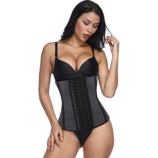 LaFaja Waist Trainer - Geperforeerde Latex Afslank Band - 3-Haakssysteem - Zwart - Maat XS (kledingmaat 32/34)