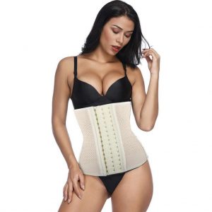 LaFaja Waist Trainer - Geperforeerde Latex Afslank Band - 3 Haaksysteem -Ivoor - Maat L (kledingmaat 38/40)