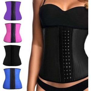 Latex Waist Trainer - stalen baleinen - Zwart - Maat XXXL