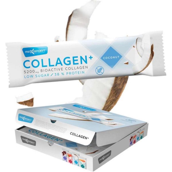 Max Sport COLLAGEN+ Bar - Eiwitreep - Low sugar - 39% Protein - 1 Doos (18 eiwitrepen) - Kokos