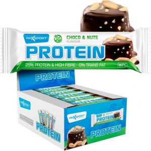 Max Sport Protein Bar - 25% Eiwit - 24 Eiwitrepen - Glutenvrij - Chocolade & Noten