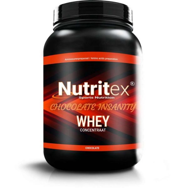 Nutritex Nutrition Whey eiwitshake chocolade boordevol eiwit & laag in suiker