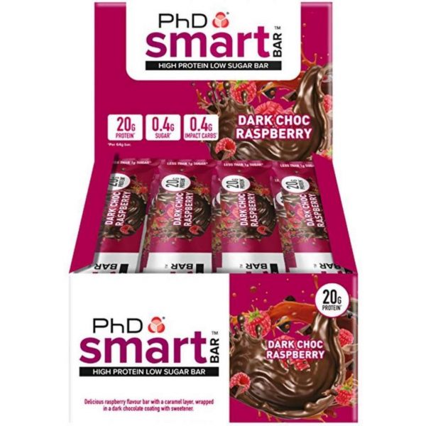 PhD - Smart Bar - Dark Chocolate Raspberry (12x64g)