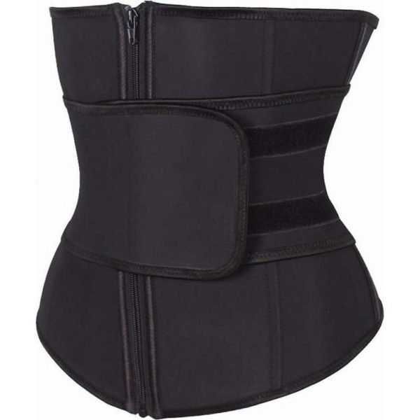 Premium Chibaa 'Waist Plus' sport waisttrainer Zwart Neopreen / nylon 7 stalen baleinen - XXLarge