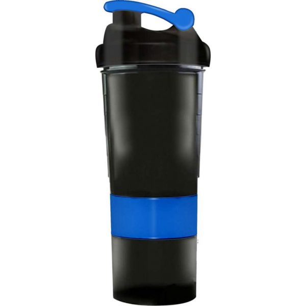 Pulver Nutrition - Luxe Shakebeker blauw | 2 compartimenten | 0,75L | Sportschool shake beker | Fitness drinkfles | Extra vakjes