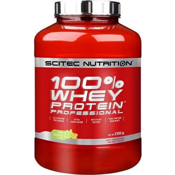 Scitec Nutrition - 100% Whey Protein Professional - With Extra Key Aminos and Digestive Enzymes - 2350 g - 78 porties - Kiwi-Banaan