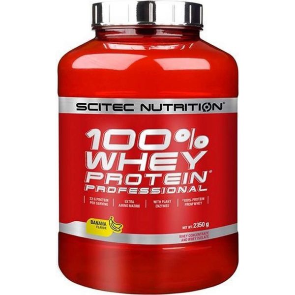 Scitec Nutrition - 100% Whey Protein Professional - With Extra Key Aminos and Digestive Enzymes - 2350 g - Banaan - Banana