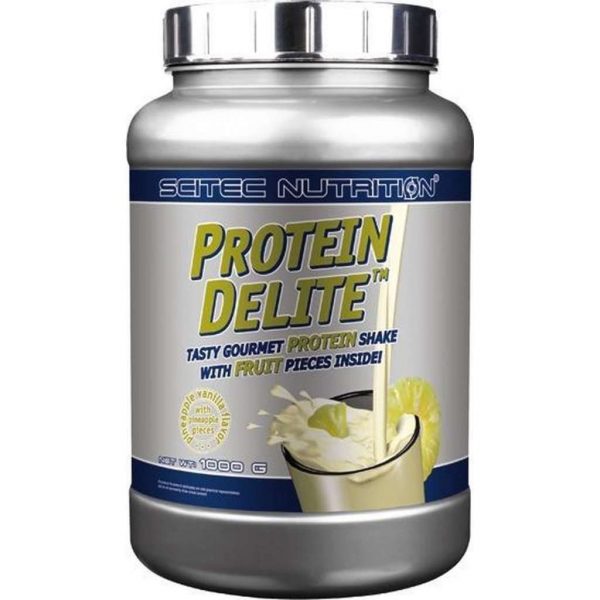 Scitec Nutrition - Protein Delite - The world’s best tasting protein shake with real fruit - De best smakende eiwit shake met stukjes echt fruit - 1000 g - Pot - Ananas/Vanille - Pineapple-Vanilla