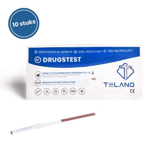 Telano Drugstest Cannabis 10 stuks - Urine Dipstick - THC - Marihuana - Wiet - Hasj - Drugtest strip