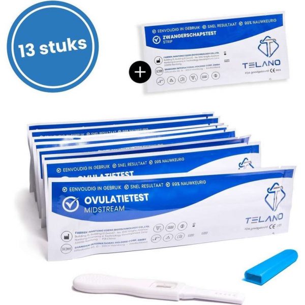 Telano Ovulatietest Midstream Gevoelig 13 Testen - Gratis Zwangerschapstest - Ovulatietestset