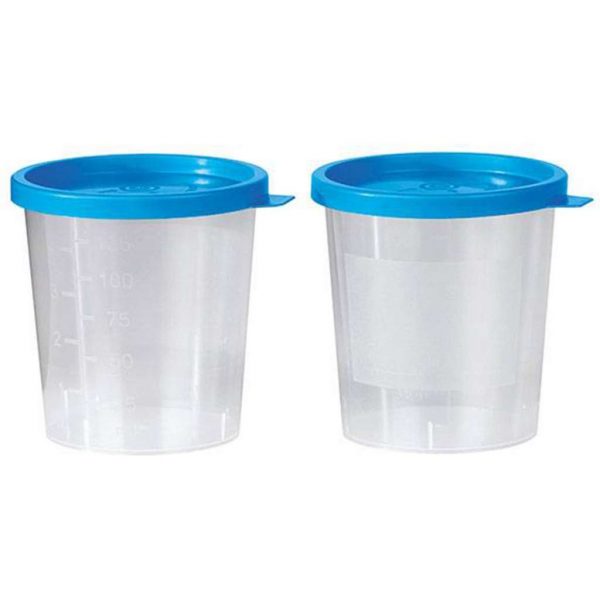 Urine Potjes Blauwe deksel – 10 Stuks Eenvoudiger - Cup – Beker - 125 ML – Afsluitbaar Urine containers – Bakje voor Urine – Herbruikbare Containers