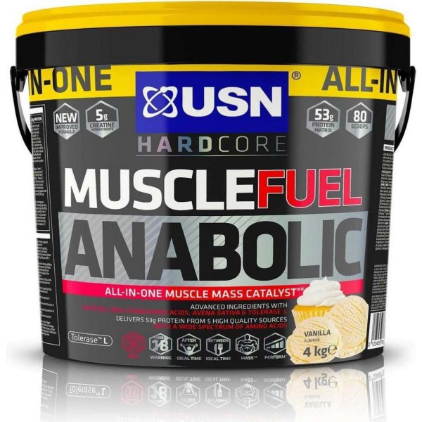 USN Muscle Fuel Anabolic 4 KG - Vanille - Mass Gainer, Weight Gainer Poeder - Spiergroei