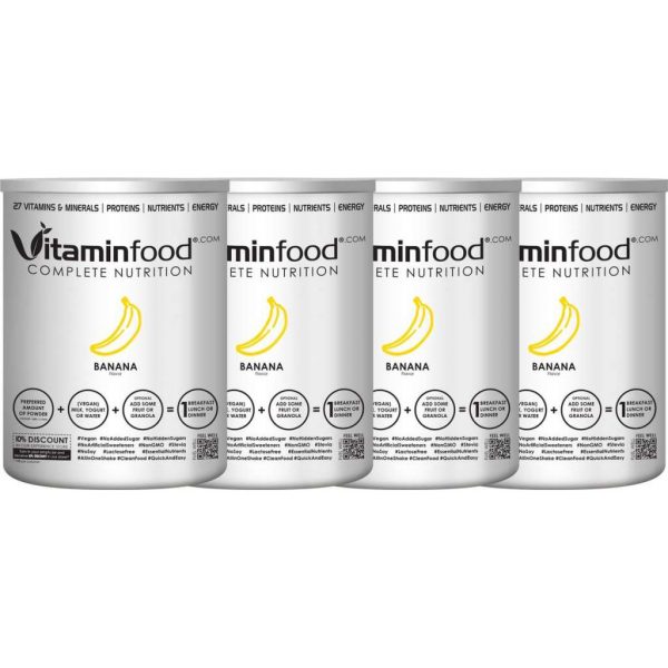 Vitaminfood® Original - Soylent - Maaltijdvervangers - 'Banana' (Banaan) + SHAKER ( 4 pack Vitaminfood banaan ) 1,8 kilo Vitaminfood