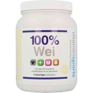 Vitaminstore - 100% Wei Formule - vanille - 420 gram - Gezoet met natuurlijk stevia extract - Voor de groei en instandhouding van de spiermassa