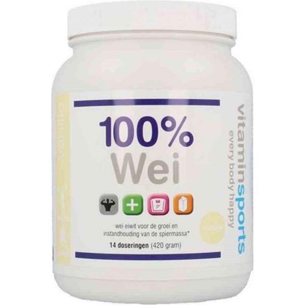 Vitaminstore - 100% Wei Formule - vanille - 420 gram - Gezoet met natuurlijk stevia extract - Voor de groei en instandhouding van de spiermassa