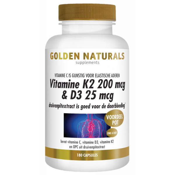 Golden Naturals Vitamine K2 200mcg & D3 25mcg Capsules