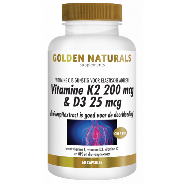 Golden Naturals Vitamine K2 200mcg & D3 25mcg Capsules