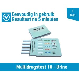 Multidrugstest 10 - Urine dip test - 1 stuk - thuis testen op 10 soorten drugs